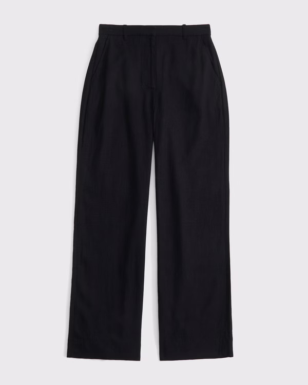 Women's Tailored Linen-Blend Wide Leg Pant | Women's Clearance | Abercrombie.com | Abercrombie & Fitch (US)