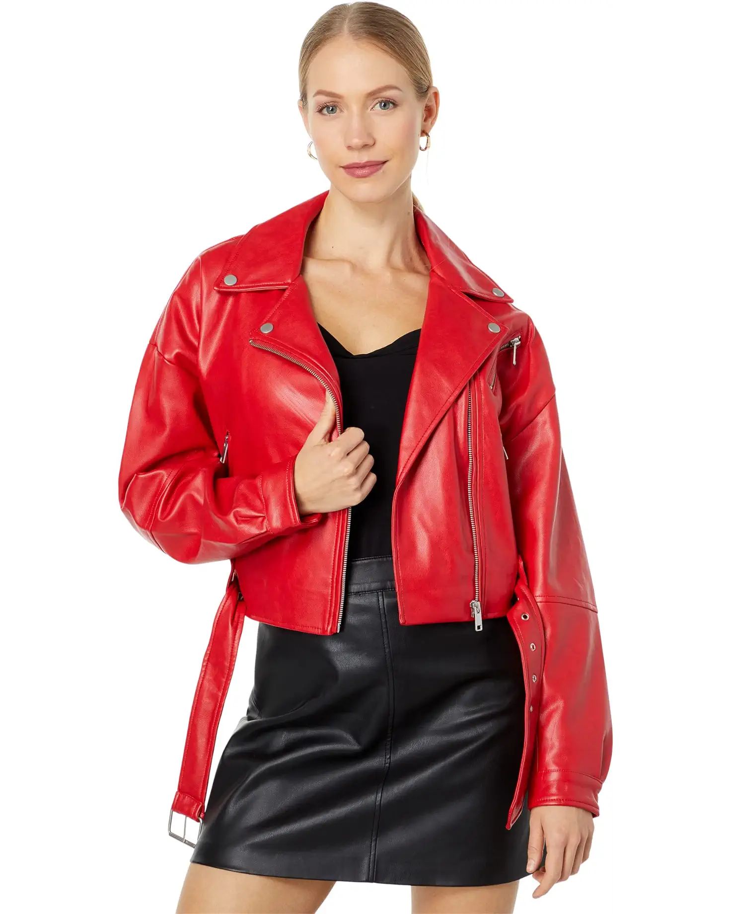 Oversized Faux Leather Cropped Biker | Zappos