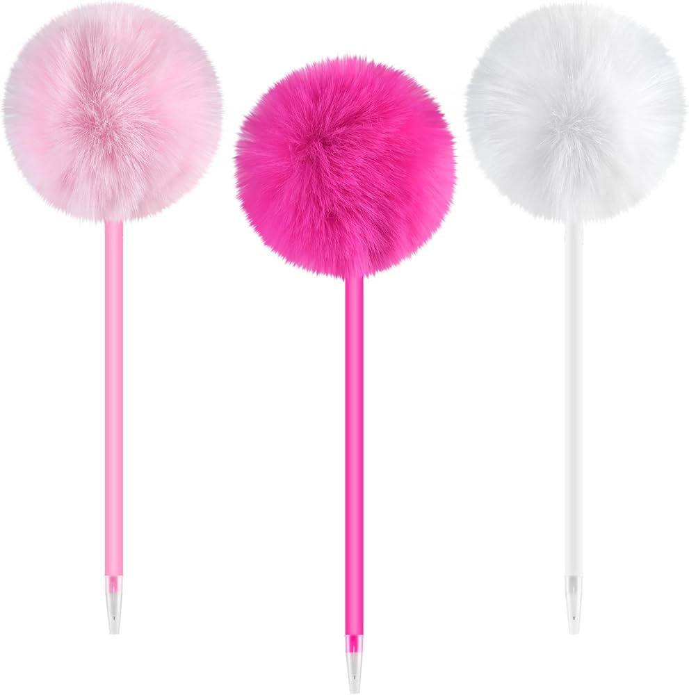 Zuazaor 3 Pieces Colorful Fuzzy Pens Funny Pens Pom Pom Ballpoint Pen Fluffy Pompoms Plastic Roll... | Amazon (US)