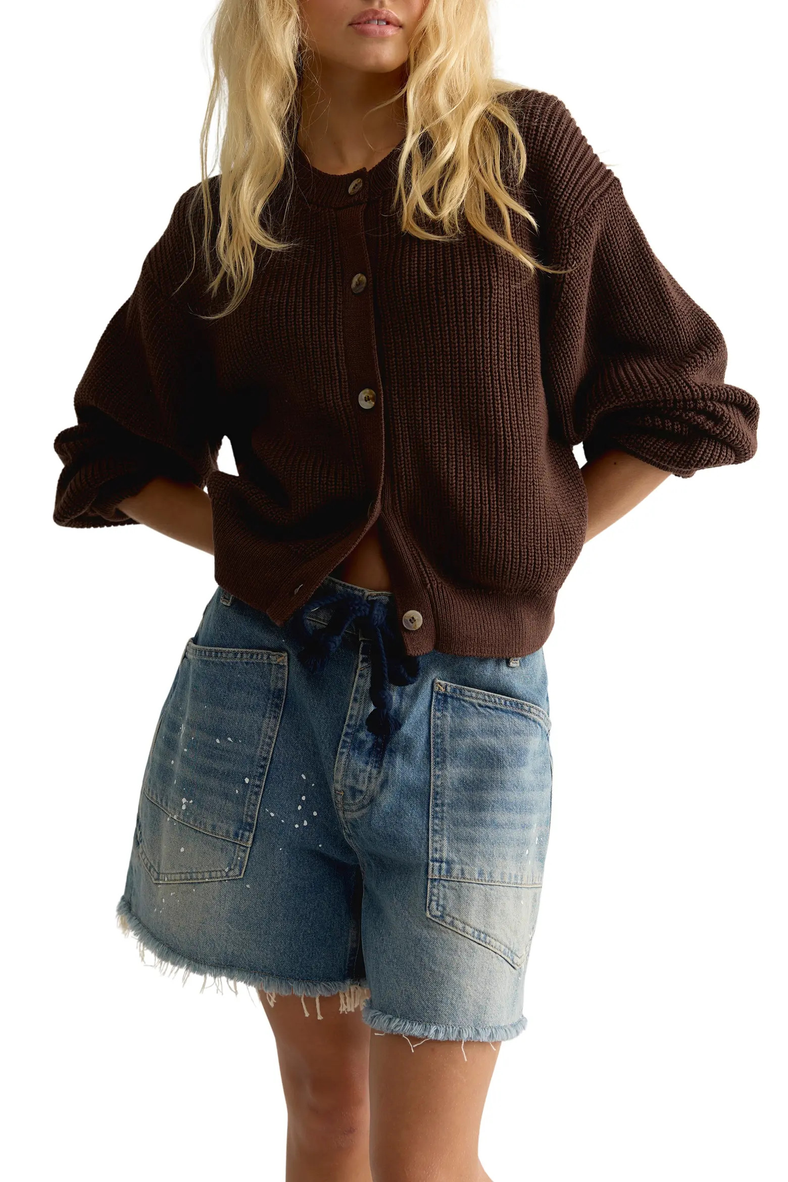 Free People Vienna Rib Button Front Cardigan (Women) | Nordstrom | Nordstrom