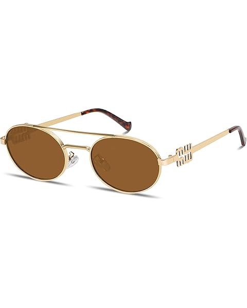 BOTEN Retro Oval Sunglasses for Women Men Small 90s Sun Glasses Trendy Gold Frame Round Shades Cu... | Amazon (US)