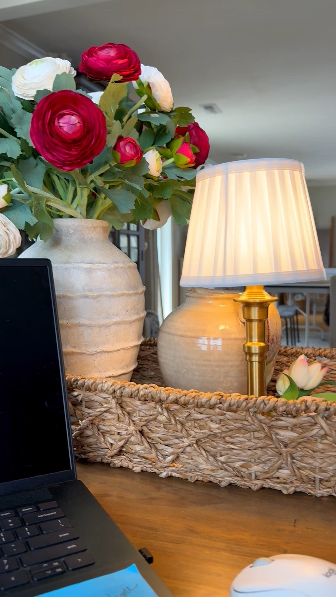 Work from home means self care surroundings. 
Lamp light -rechargeable and cute
Flowers - no water and they don’t die with beautiful color
vintage saucer and brand new mug for a pretty valentines look
Bougie glasses
Erasable pens because of mistakes are risk free here 

#LTKdayinmylife #LTKselfcare #LTKValentine