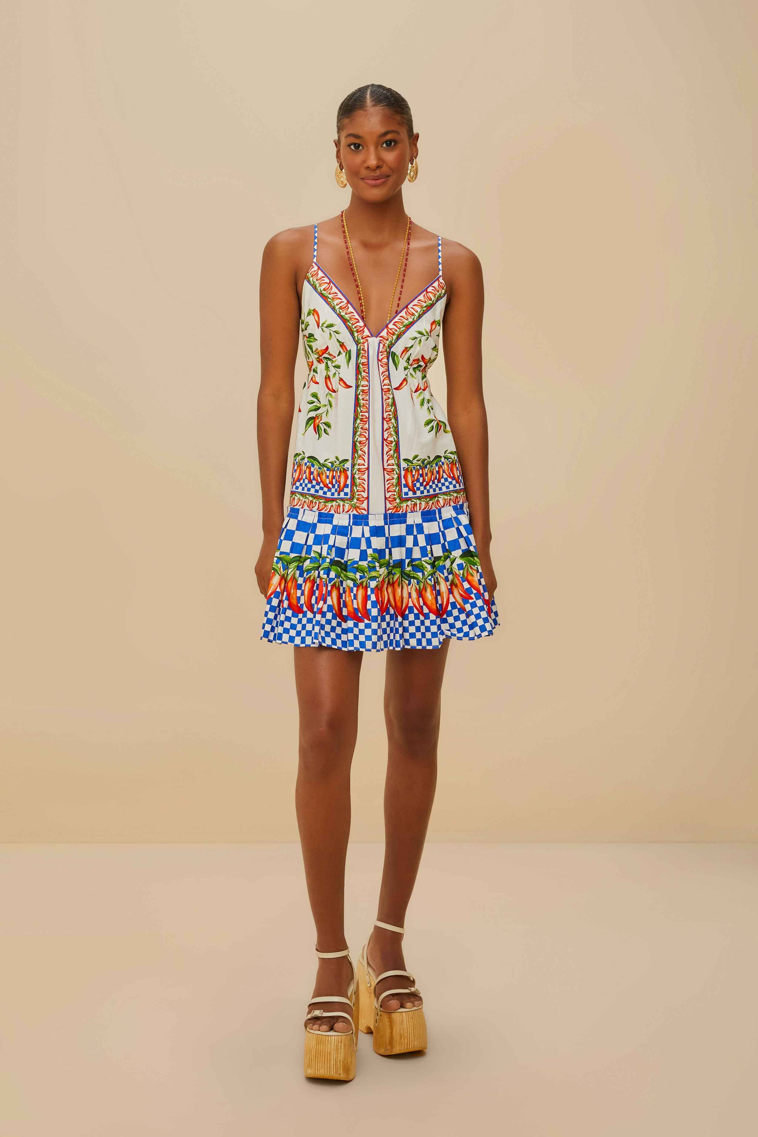 Off-White Picnic Peppers Ainika Organic Cotton Mini Dress, PICNIC PEPPERS AINIKA OFF-WHITE / XS | FarmRio (US)