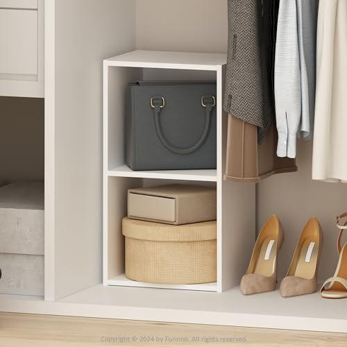 Furinno Reed Closet Organizers and Storage, 2-Tier Closet Organizer, Open Shelf Closet Storage, for Wardrobe, Bedroom, Living Room, White | Amazon (US)