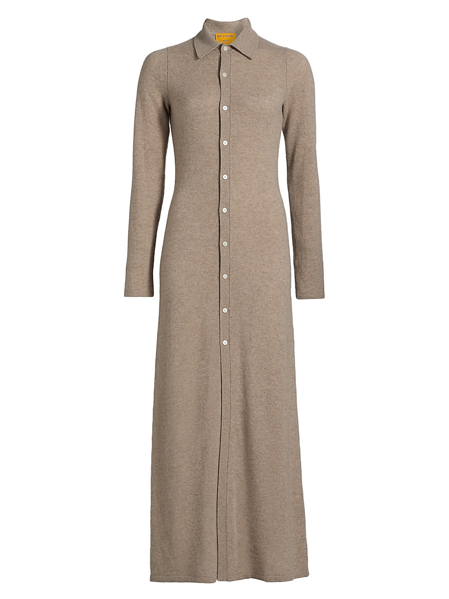 Women's Showtime Cashmere Maxi Shirtdress - Taupe - Size XS | Saks Fifth Avenue