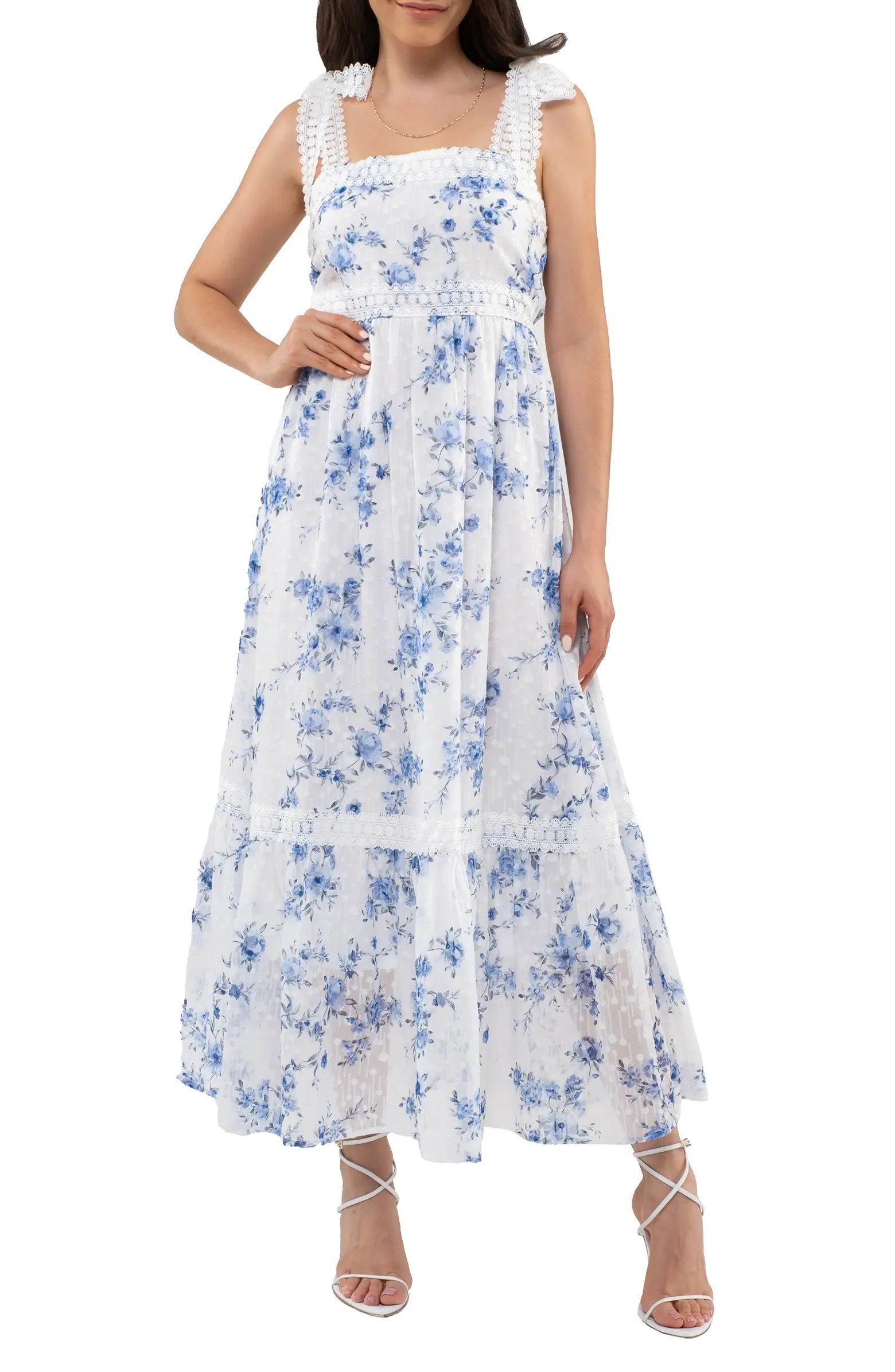 Floral Tie Strap Empire Waist Maxi Dress | Nordstrom Rack