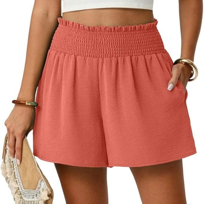 Lepunuo Womens High Waisted Shorts Casual Summer Beach Short with Deep Pockets Comfy Athletic Ela... | Amazon (US)