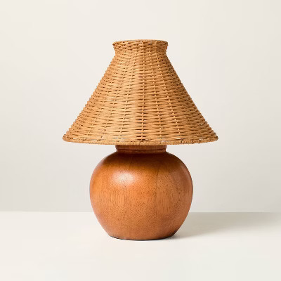 Wood Base with Rattan Shade Accent Table Lamp - Hearth & Hand™ with Magnolia | Target