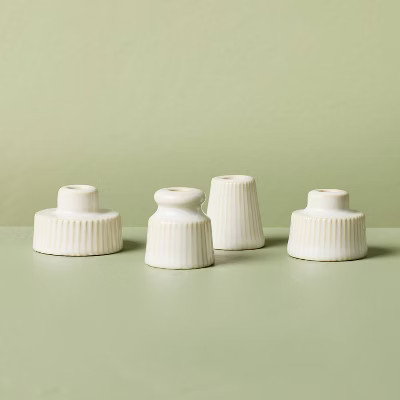 4pc Mini Ceramic Taper Candle Holders Sour Cream - Hearth & Hand™ with Magnolia | Target