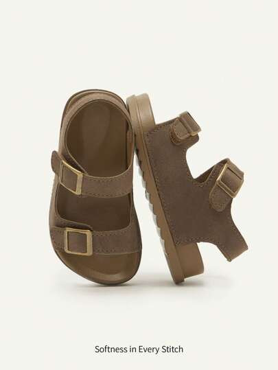 Cozy Pixies 1 Pair Brown Cute Toddler Hook And Loop Casual Fashion Versatile Boys Kids Soft Botto... | SHEIN