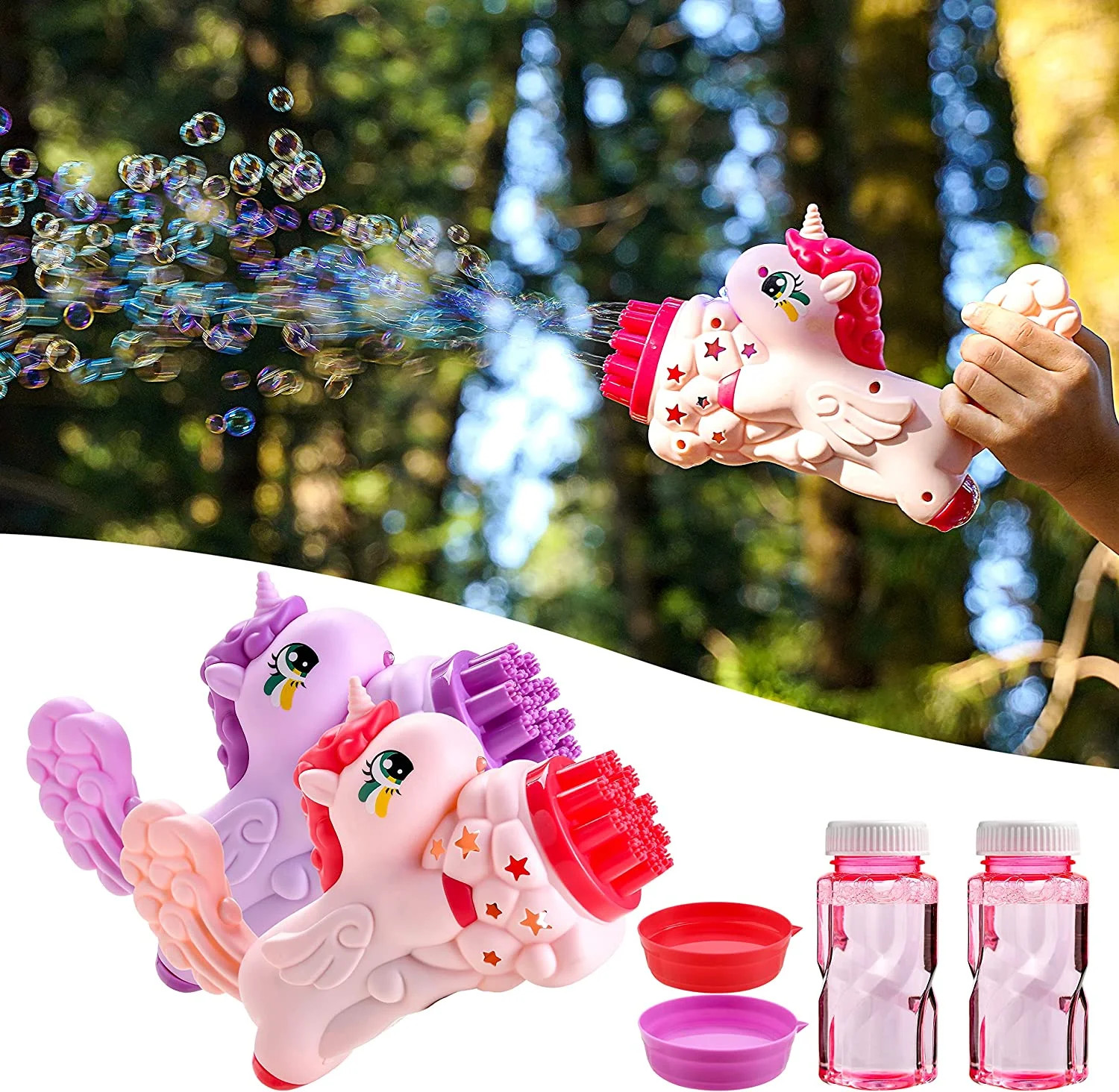2Pack Unicorn Bubble Blaster, Bubble Machine Includes Bubble Solution, Bubbles Gun for Kids Boys ... | Walmart (US)
