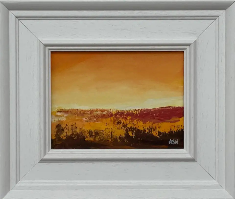 Golden Hour - Miniature Abstract Landscape Art by Contemporary British Artist | 1stDibs