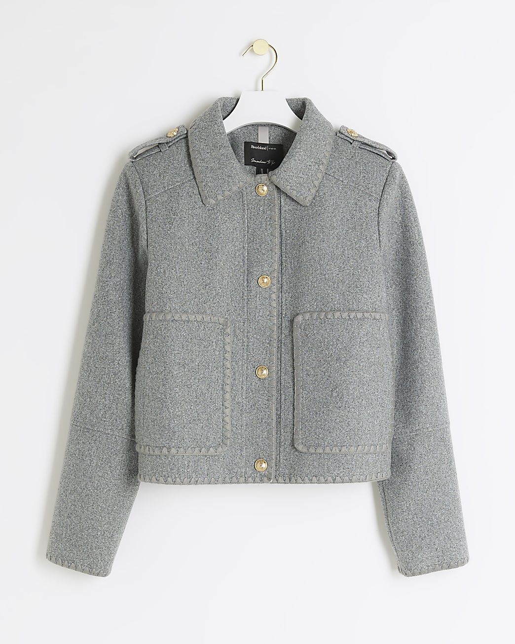 Grey stitched jacket | River Island (UK & IE)
