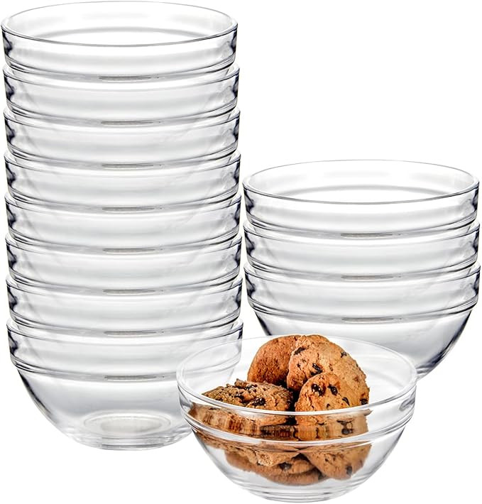 5 Inch Small Glass Bowls 12 Pack,WERTIOO Food Prep Bowls Glass Tiny Ramekins for Kitchen Dessert,... | Amazon (US)