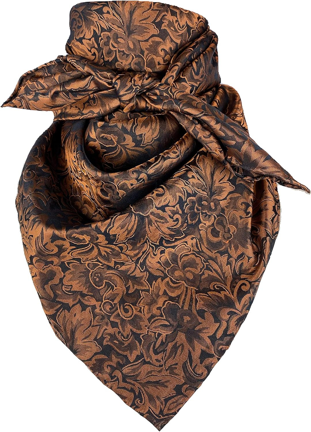 Jacquard Baroque 34" Western Cowboy Wild Rag Buckaroo Scarf 100% Silk | Amazon (US)