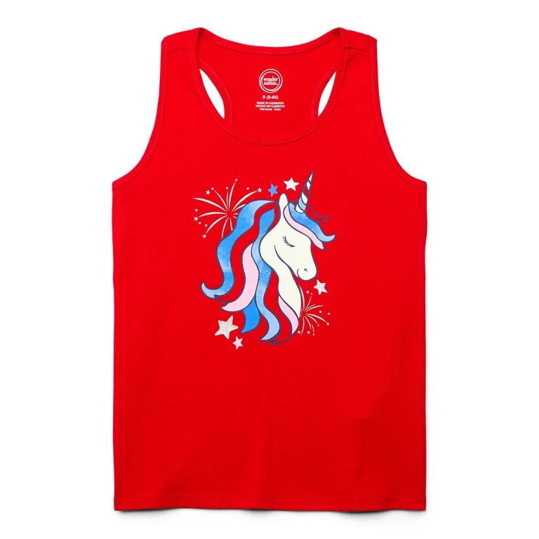 Americana Unicorn Girls Graphic Tank Top, Sizes 4-18 - Walmart.com | Walmart (US)