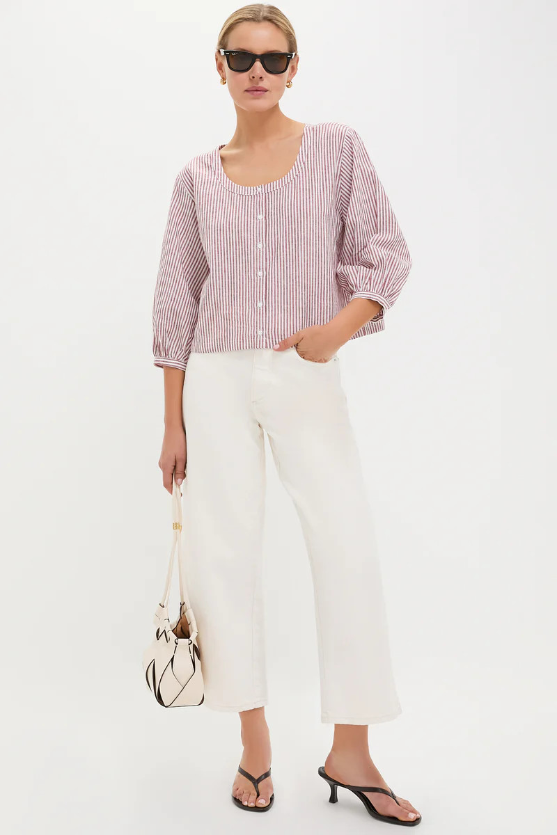 Red Stripe Linen Kennedi Blouse | Tuckernuck (US)