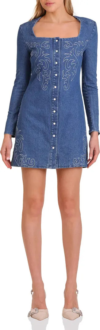Western Embroidery Long Sleeve Denim Minidress | Nordstrom Rack