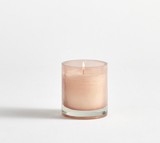Hammered Glass Scented Candle - Bergamot &amp; White Oak | Pottery Barn (US)