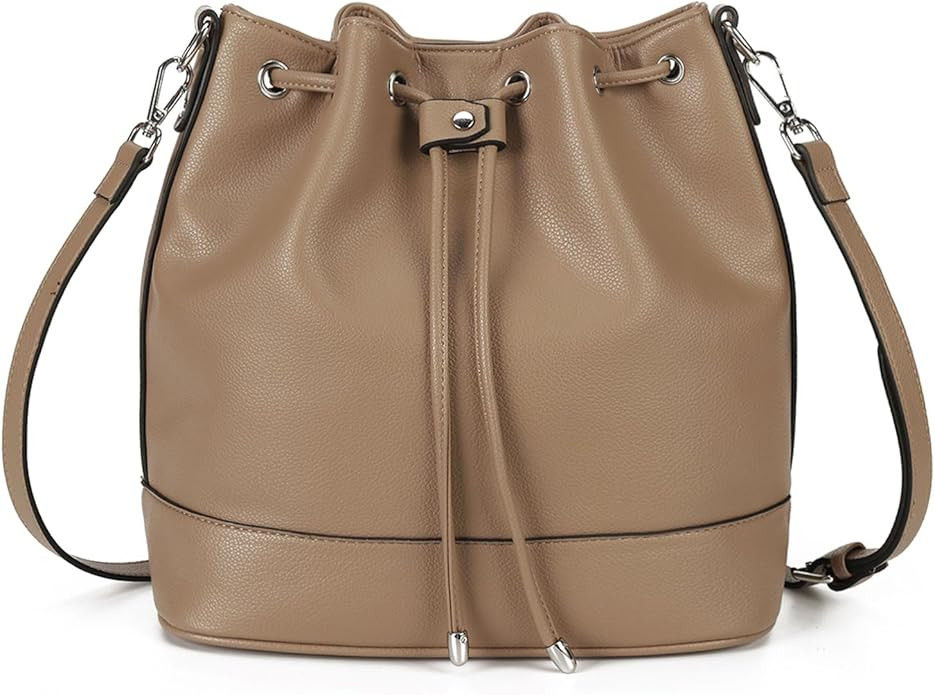 AFKOMST Bucket Bags and Purses For Women Drawstring Hobo and Shoulder Handbags with 2 Detachable ... | Amazon (US)