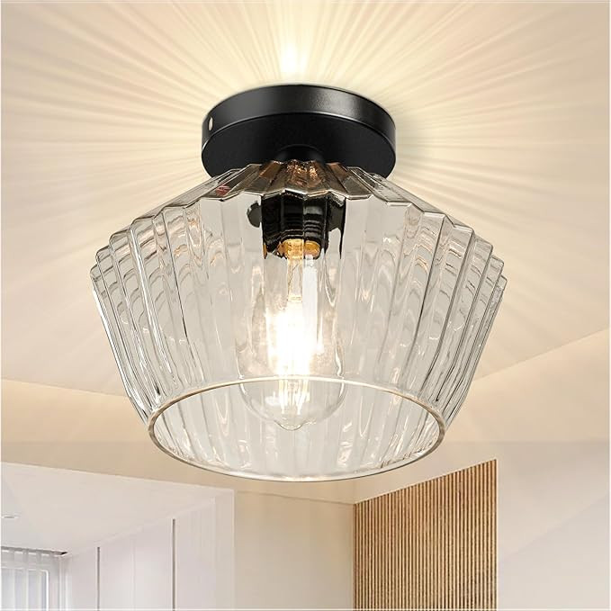 FRIDEKO HOME Flush Mount Ceiling Light – Semi Flush Mount Ceiling Light Fixture with Textured G... | Amazon (US)