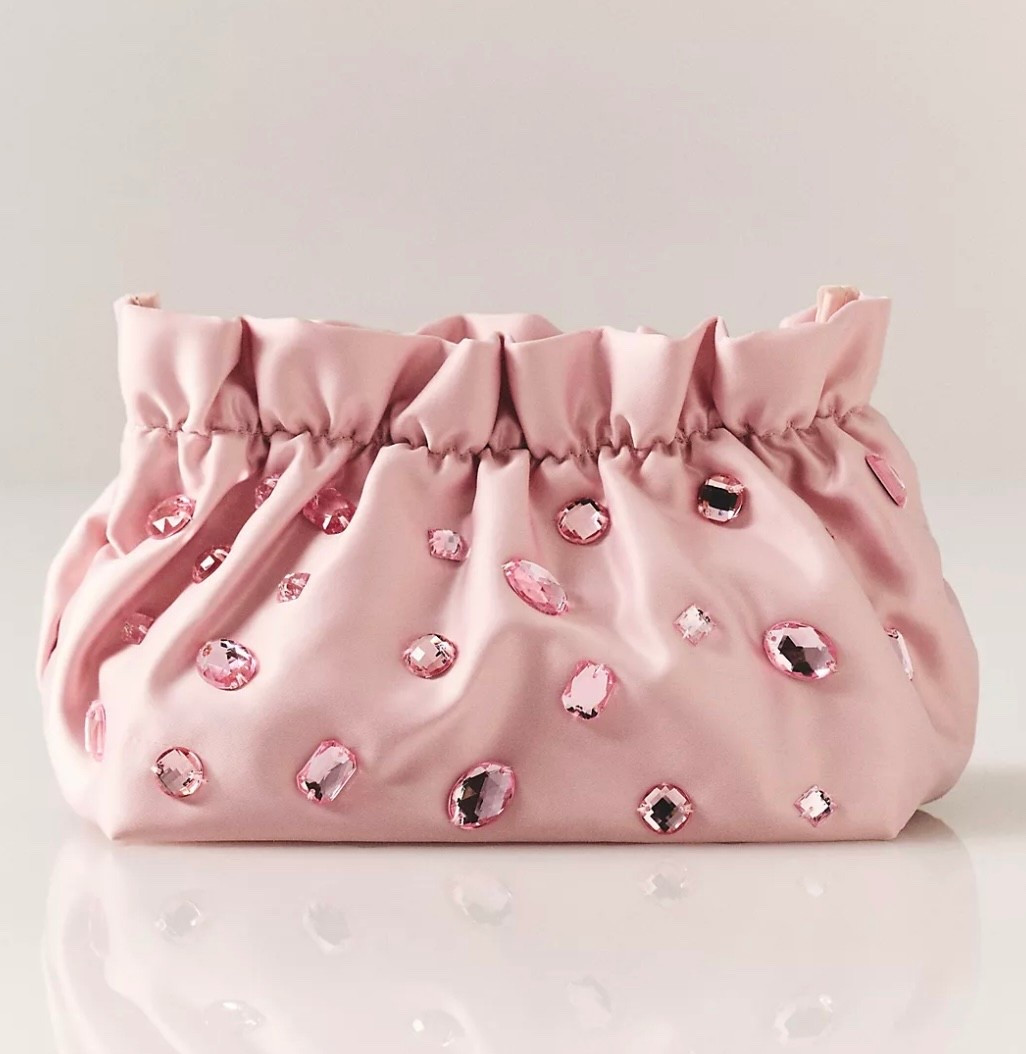 Love this pink crystal makeup bag 