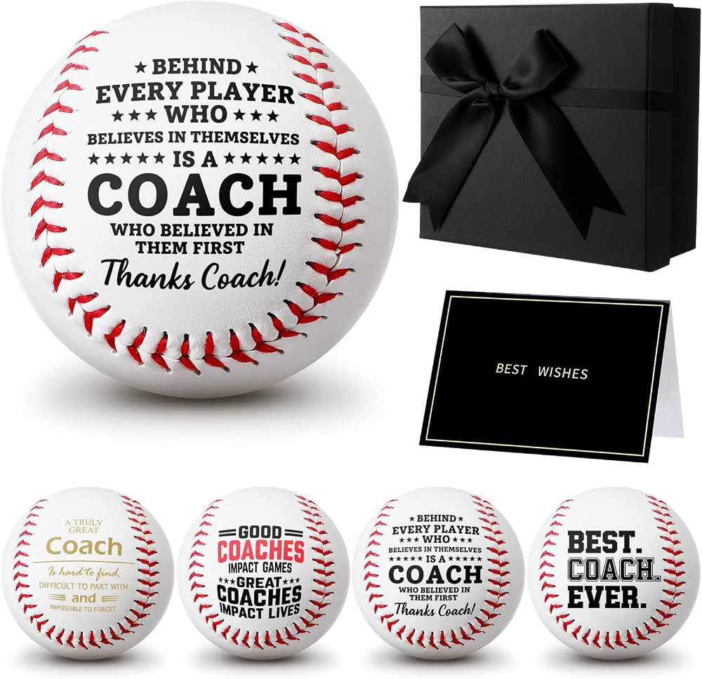 Eurzom 6 Pcs Best Baseball Coach Gift Set Include 4 Pcs 9 Inch Printed Leather Baseball with Gree... | Amazon (US)