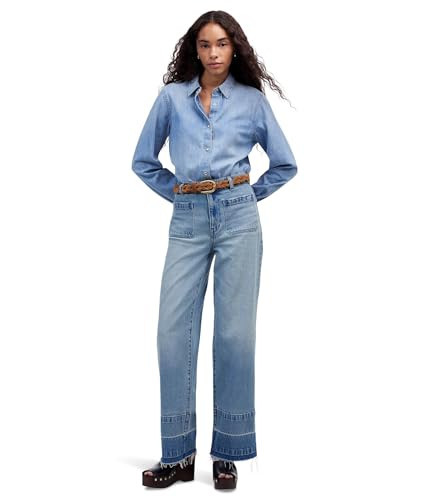 Madewell Medium Patch Pocket Emmett in Banning - Jeans for Women - Cotton-Blend Construction - Flat Front Banning Wash 26 30 | Amazon (US)