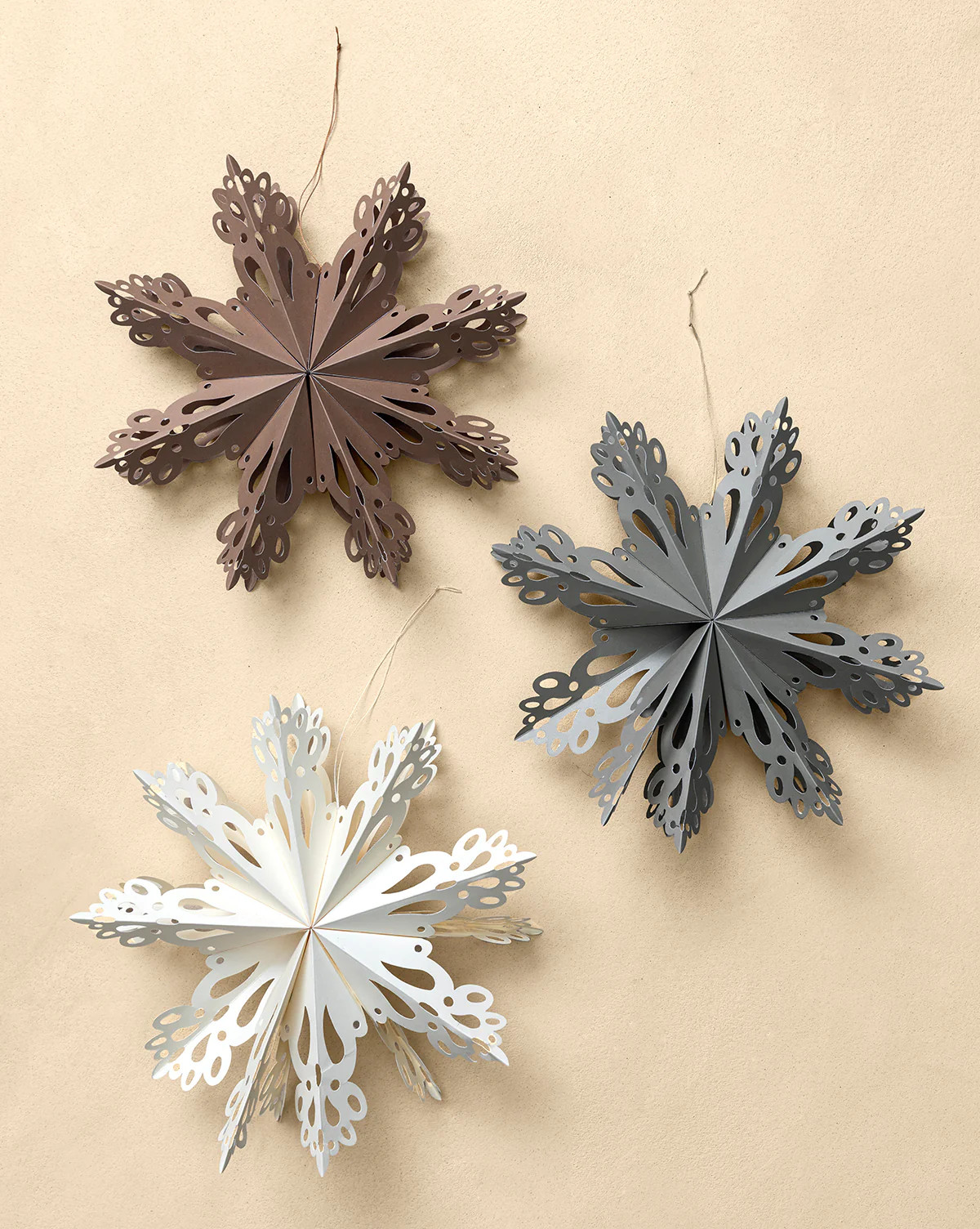 Handmade Assorted Recycled Paper Snowflakes (Set of 3) | McGee & Co. (US)