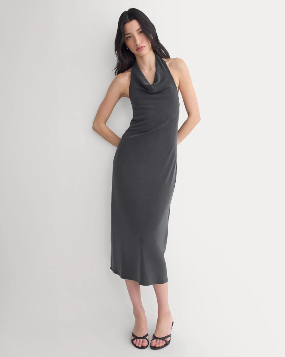 Cowlneck Halter Dress in Butterknit | Black | Everlane