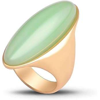 HAIXIAN Exaggerated Gemstone Ring,Big 14K Gold Plated Eye Shape Stone Chunky Statement Ring,Cockt... | Amazon (US)