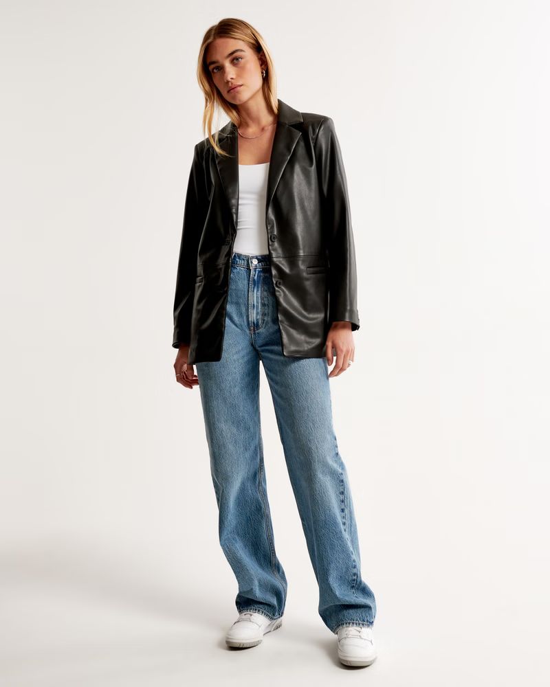 Women's Vegan Leather Blazer | Women's | Abercrombie.com | Abercrombie & Fitch (US)