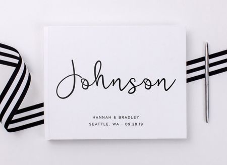 Wedding Guestbook by Dalloway Place.

Wedding Guest Book | Modern Brush Script | Wedding Guestbook Ideas | Personalized Sign In Book | Black and White Wedding | Photo Album | etsy

#LTKwedding #LTKstyletip #LTKhome