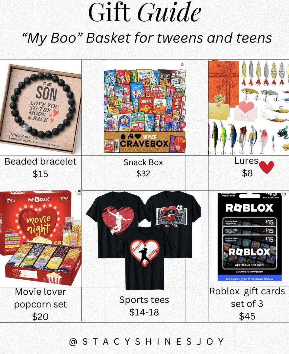 Lure that reclusive teen and tween boy in with these thougthful gifts to fill his boo basket with!
Gifts for him, Gifts for tween boys, gifts for boys, gifts for teen boys
#giftsforhim #giftsfortweenboys #giftsforboys #giftsforteenboys

Valentines gifts for him, Valentines gifts for tween boys, Valentines gifts for boys, Valentines gifts for teen boys
#Valentinesgiftsforhim #giftsfortweenboys #Valentinesgiftsforboys #Valentinesgiftsforteenboys 

 #LTKGiftGuide #LTKKids #LTKFamily

#LTKSaleAlert #LTKValentine #LTKKids