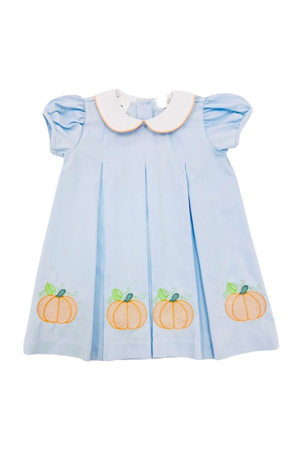 Dana Pumpkin Embroidered Dress | The Frilly Frog