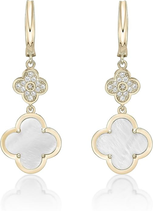 Lavari Jewelers Flower Dangle Drop Earrings for Women - Black Onyx Green Malachite or Mother of P... | Amazon (US)