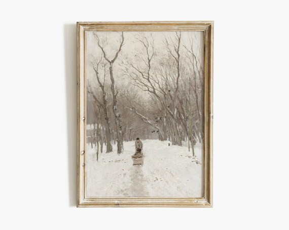 Winter Landscape Oil Painting  Vintage Christmas Countryside | Etsy | Etsy (US)