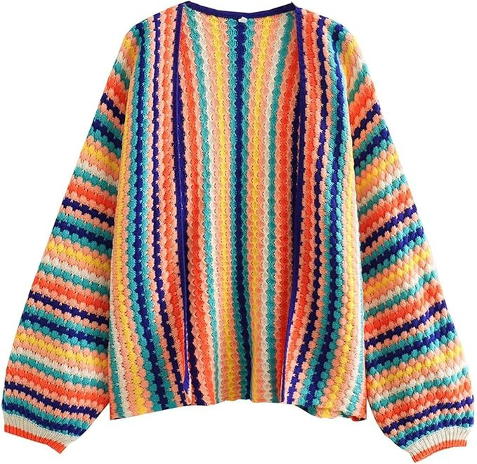 HOULENGS Women's Strawberry Print Button Down Long Sleeve V Neck Crop Cardigan Sweater | Amazon (US)