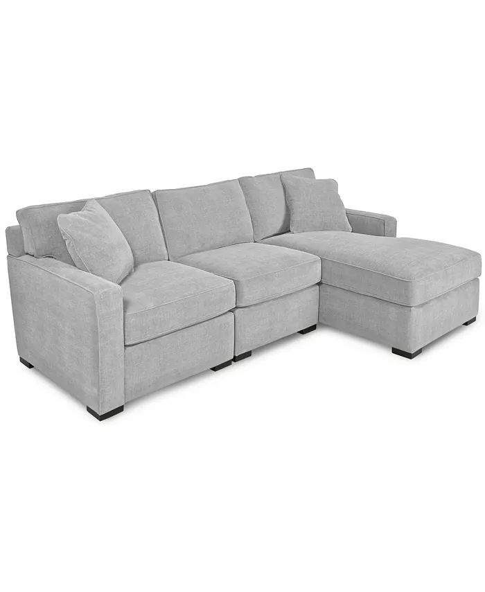 Furniture Radley 3-Piece Fabric Chaise Sectional Sofa, Created for Macy's - Macy's | Macy's