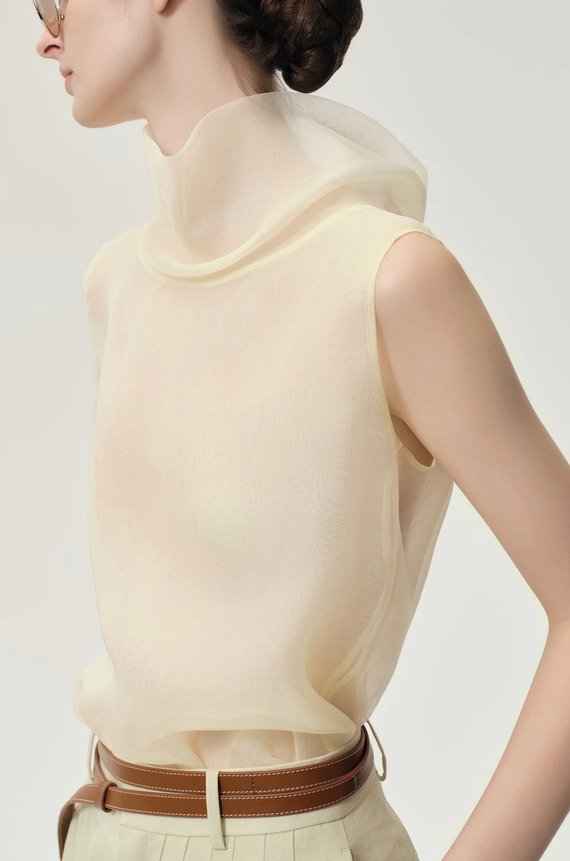 Silk Organza Turtleneck Top Butter | Front Row Shop