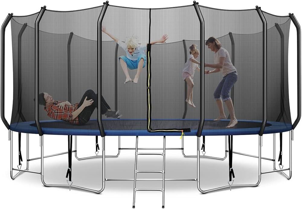 JINS&VICO 1500LBS 16FT Trampoline with Balance Bar & 6 Wind Stakes, 1.6MM Thickened High End Curv... | Amazon (US)