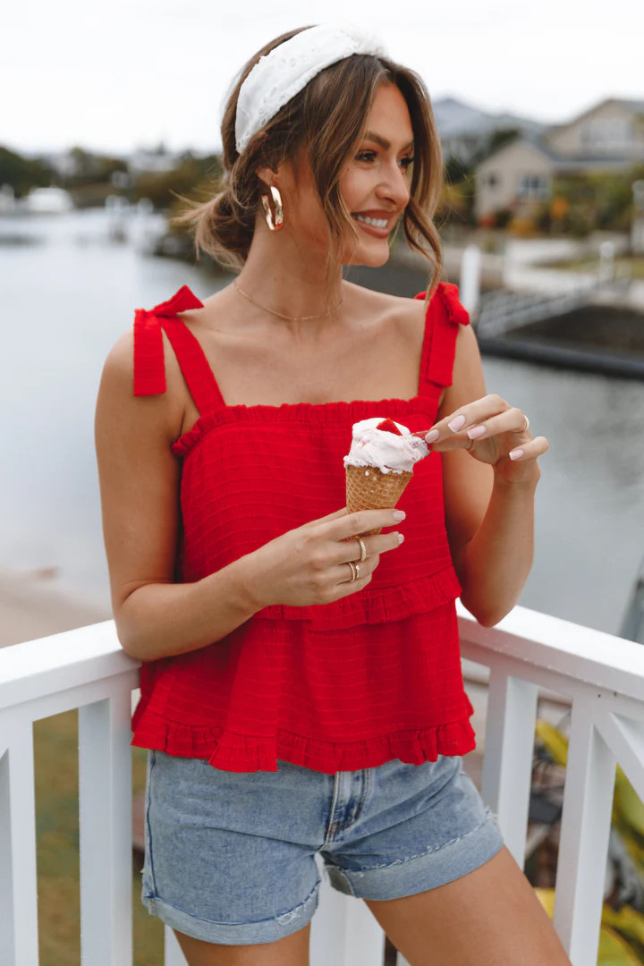 Avery Tiered Top - Red | Petal & Pup (US)