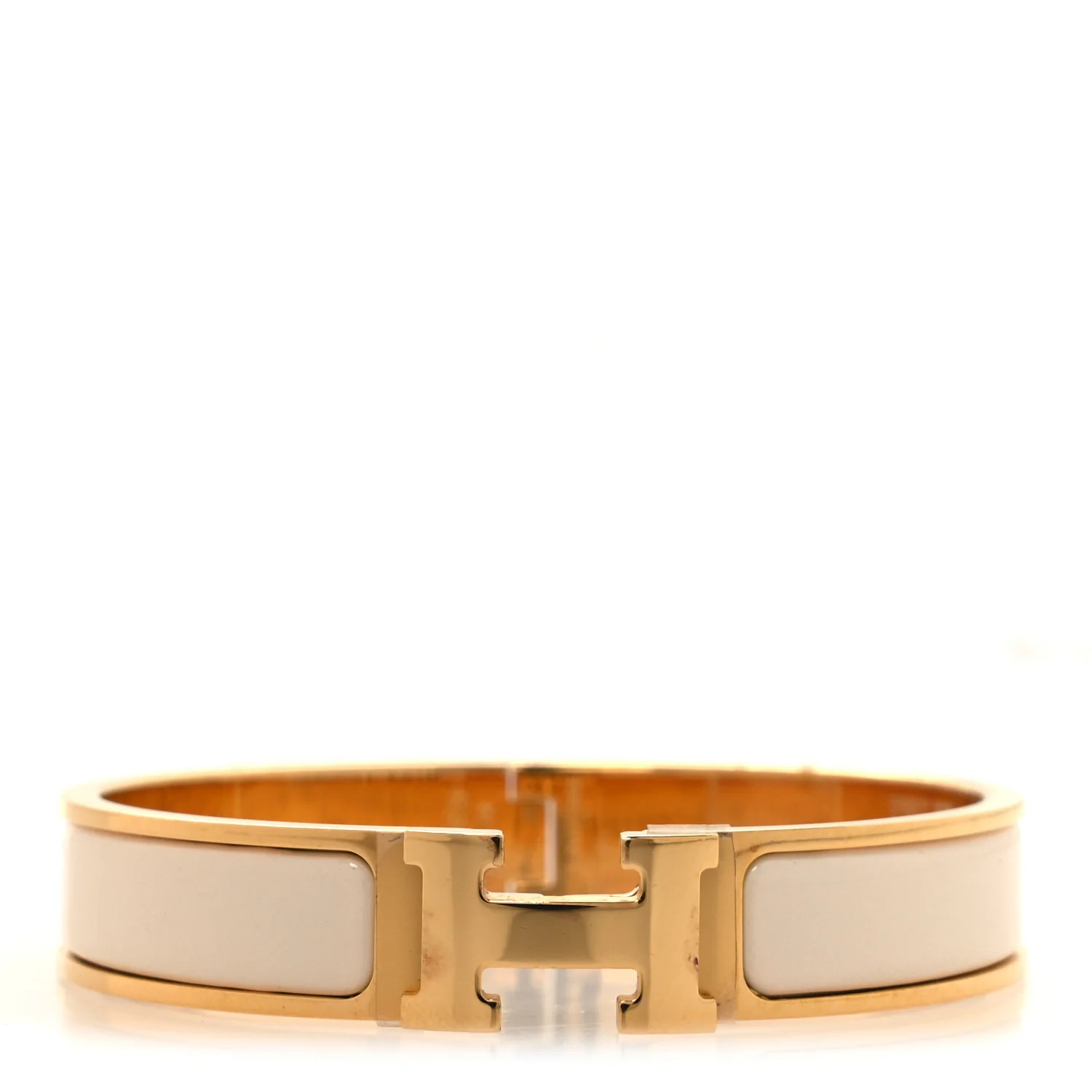 Enamel Narrow Clic Clac H Bracelet PM Creme | FASHIONPHILE (US)