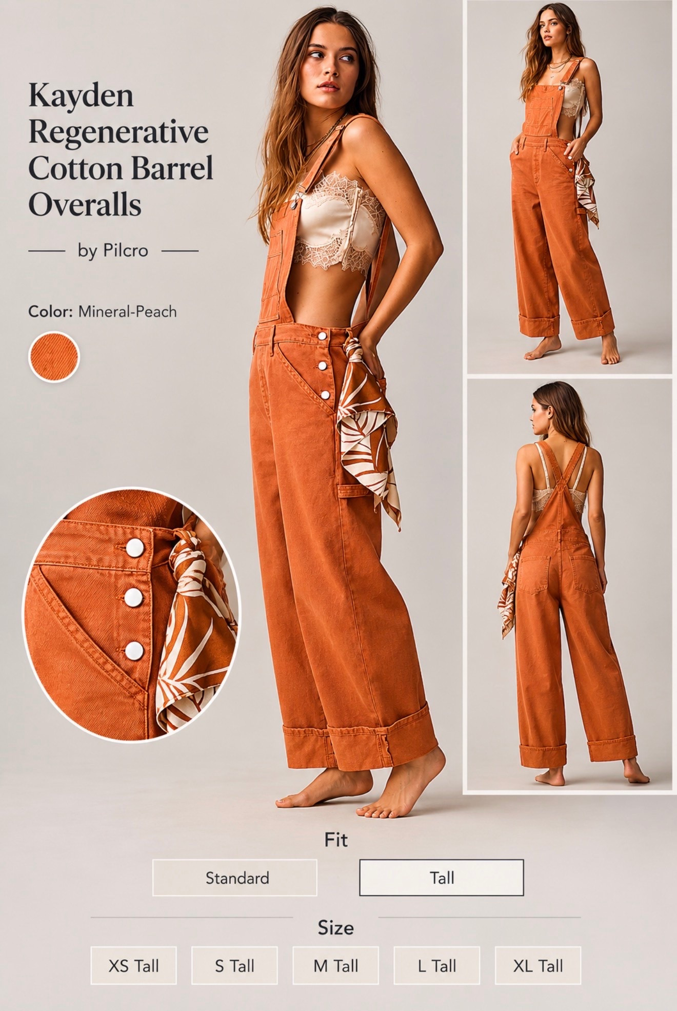 These tall-girl friendly overalls are giving effortless cool-girl energy without the designer price tag. The mineral peach color, barrel leg fit, and little side button details?? SO good.

If you’re tall like me and struggle finding overalls long enough… these are worth a look 👏🏼 #ltktall