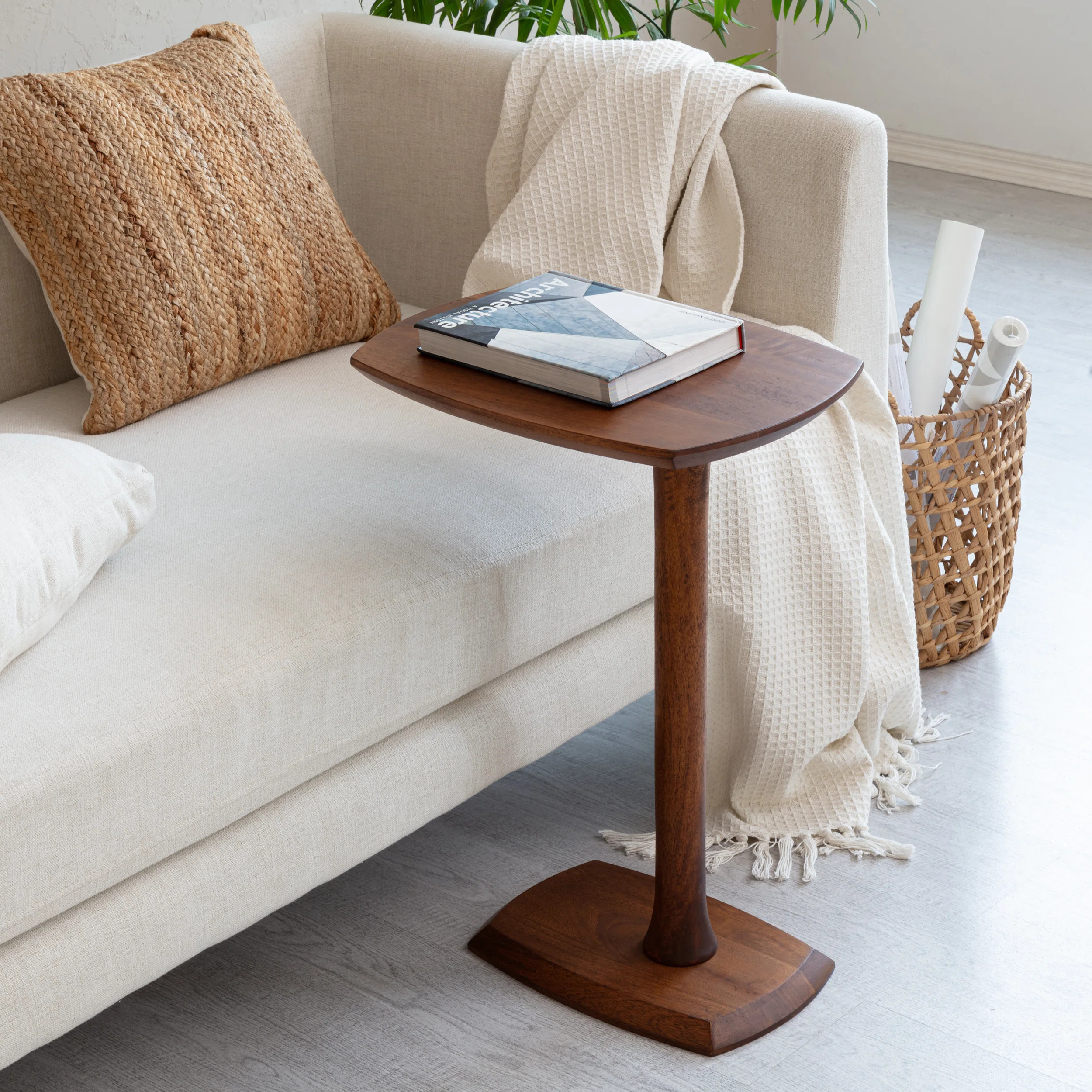 Anavilhanas Solid Wood C Shape Pedestal Side Table | Wayfair UK