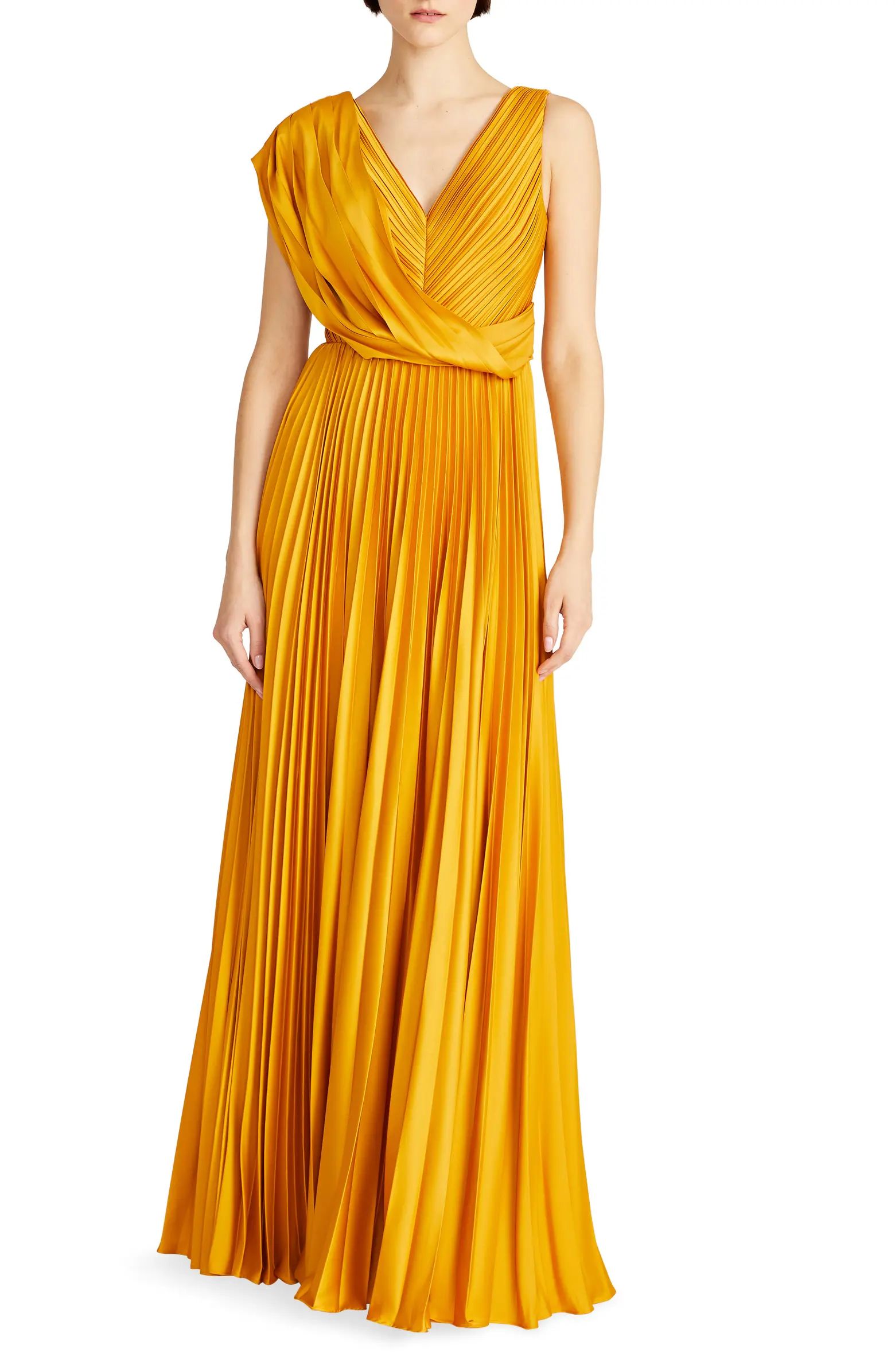 Theia Breanne Pleated Satin Gown | Nordstrom | Nordstrom