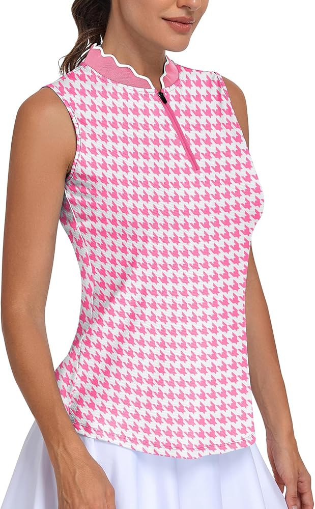 Soneven Women's Sleeveless Golf Polo Shirts Zip Up UPF 50+ Quick Dry Athletic Tank Tops Moisture ... | Amazon (US)