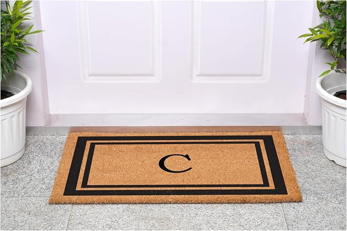 Calloway Mills 152961830C Black Border 18" x 30" Monogram Doormat, (Letter C) | Amazon (US)