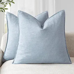 Foindtower Pack of 2, Decorative Linen Solid Throw Pillow Covers Soft Accent Euro Cushion Case Bo... | Amazon (US)