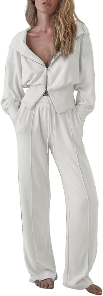 Herseas Womens 2 Piece Casual Outfit Workout Hoodie Sweatsuits with Sweatpant Travel Airport Trac... | Amazon (US)